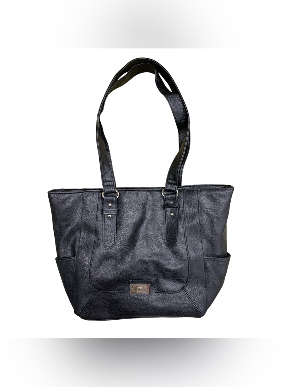 Classic Black Leather Tote Bag